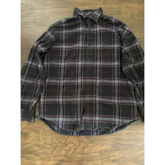 Eddie Bauer Mens Relaxed Fit Buttons Long Sleeve Collared Shirt Gray Red Plaid M - Picture 4 of 9